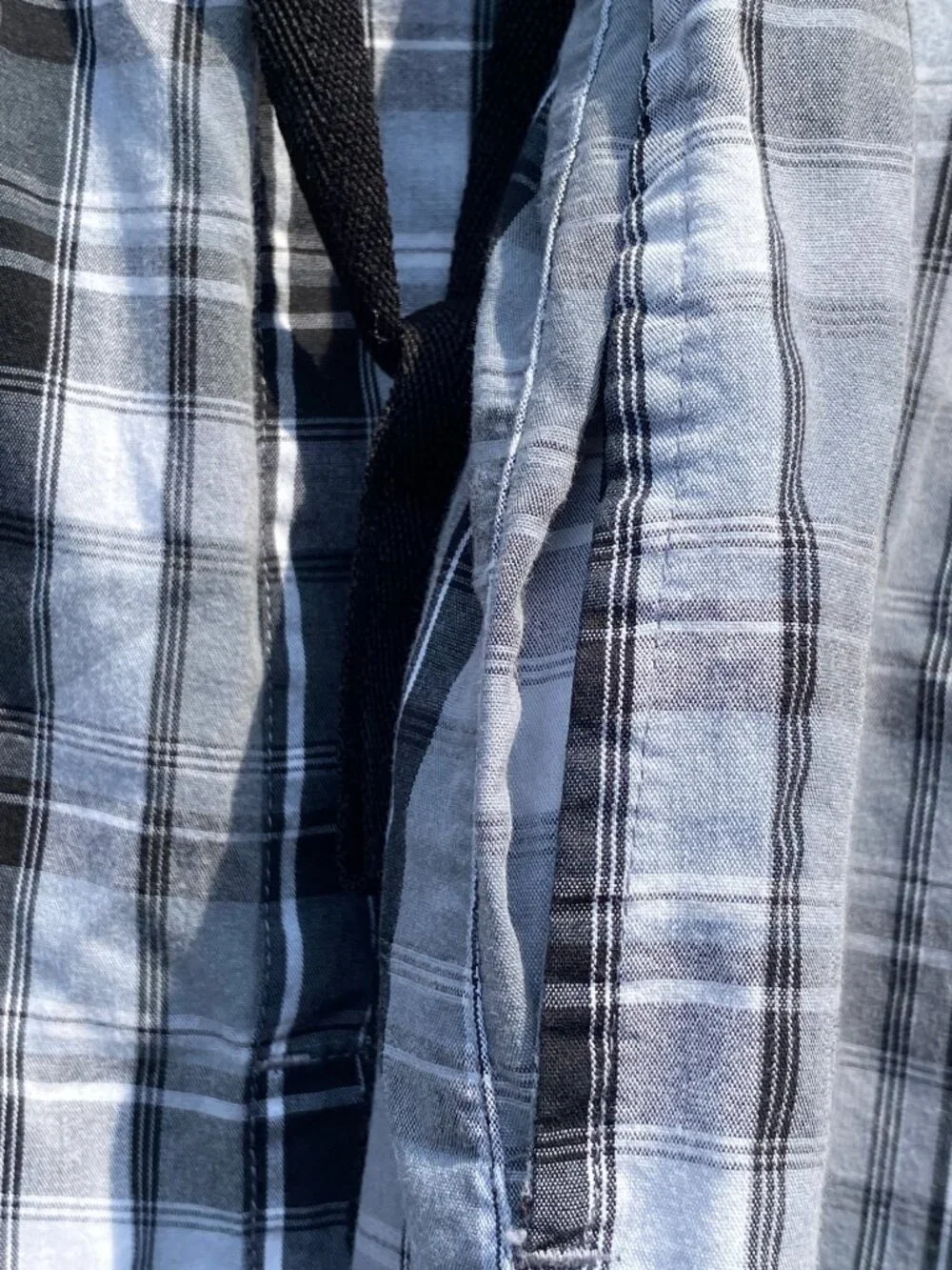 Men XL 40-42in Hanes Tagless Woven Stretch Plaid Pajama Lounge Pants Grey Black
